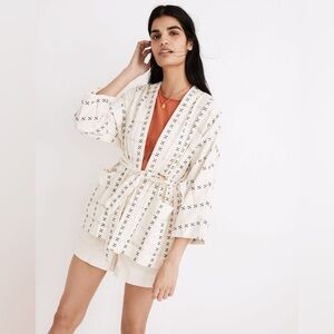 MADEWELL Jacquard Wrap Jacket in Antique Cream